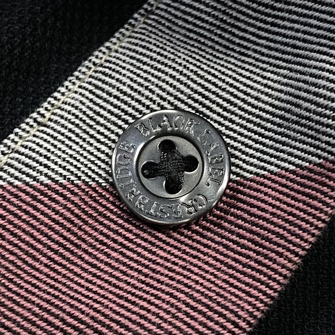 BLACK LABEL CRESTBRIDGE ポロシャツ メンズL 刺繍ロゴ入り ブラック半袖ポロシャツ の画像3