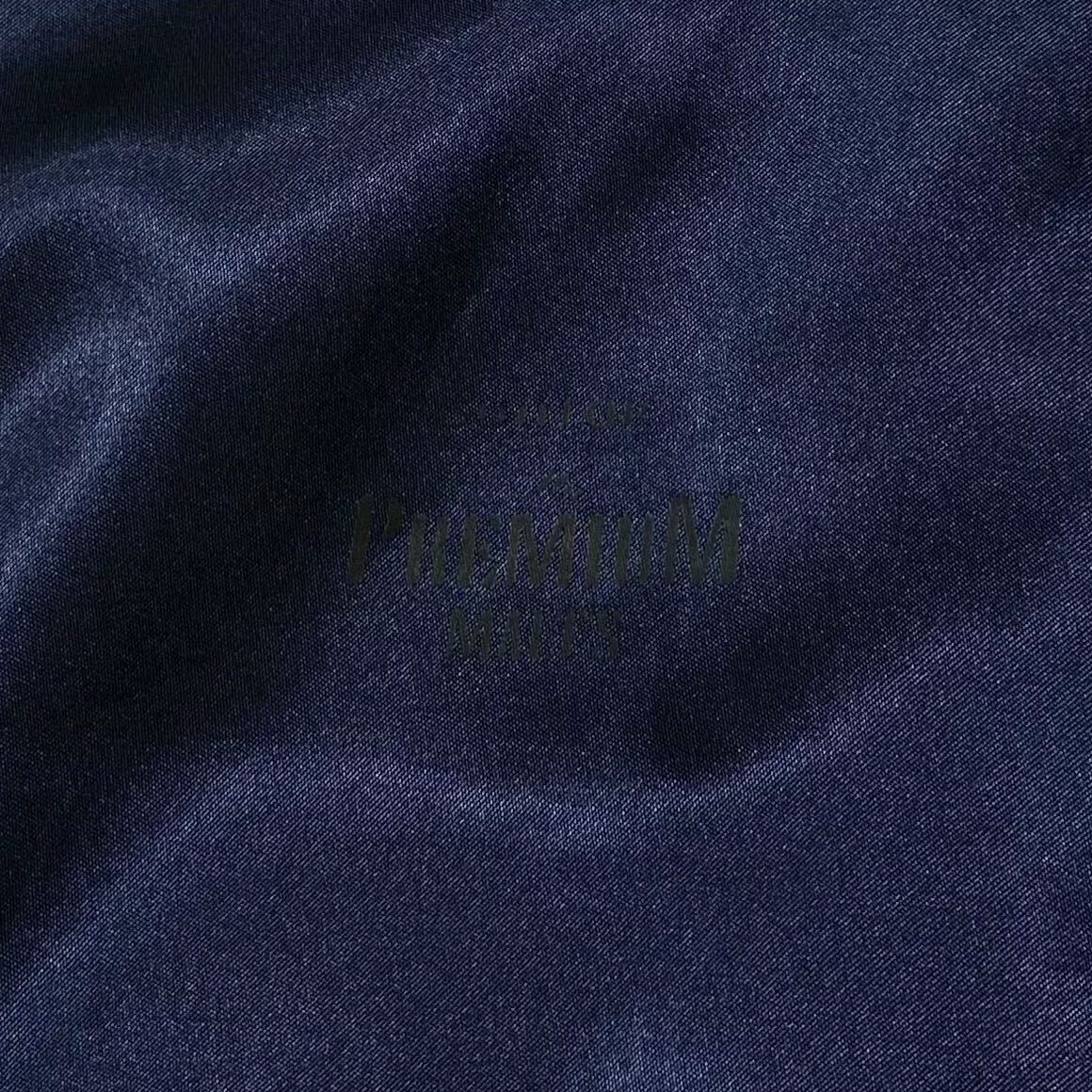  矢沢永吉/PREMIUM MALT'S スカジャン メンズL相当 ネイビー シャンパンゴールド系 背面刺繍ロゴ YAZAWA 中綿無し サテンジャケットの画像10