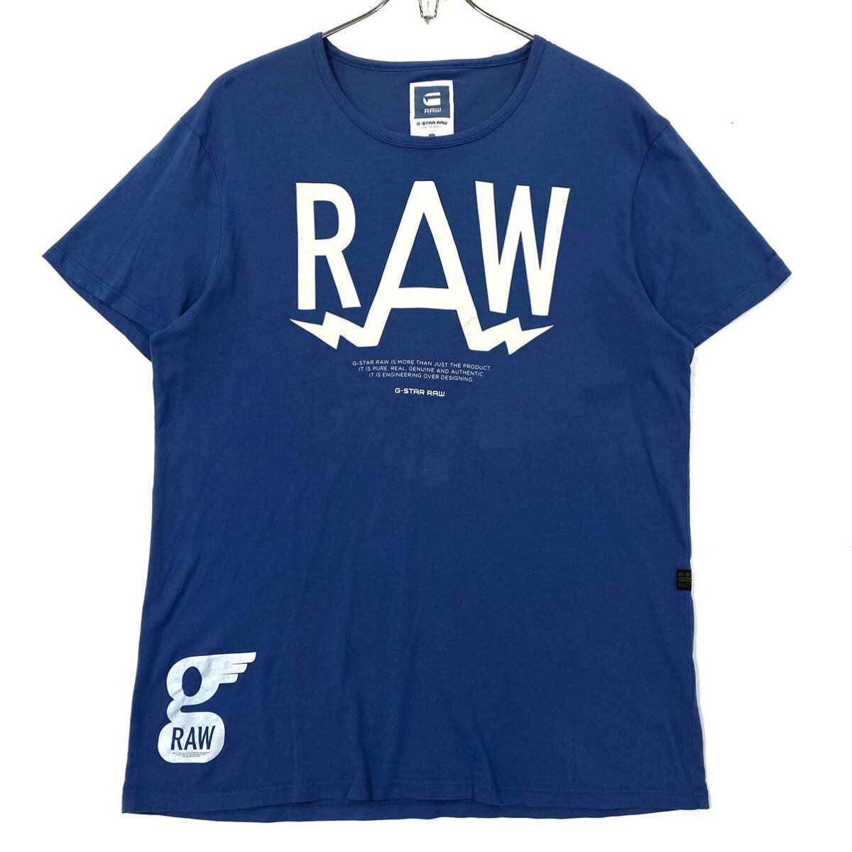 G-STAR RAW(ジースターロウ)半袖Tシャツ プリントロゴ メンズXL ブルー系_画像1