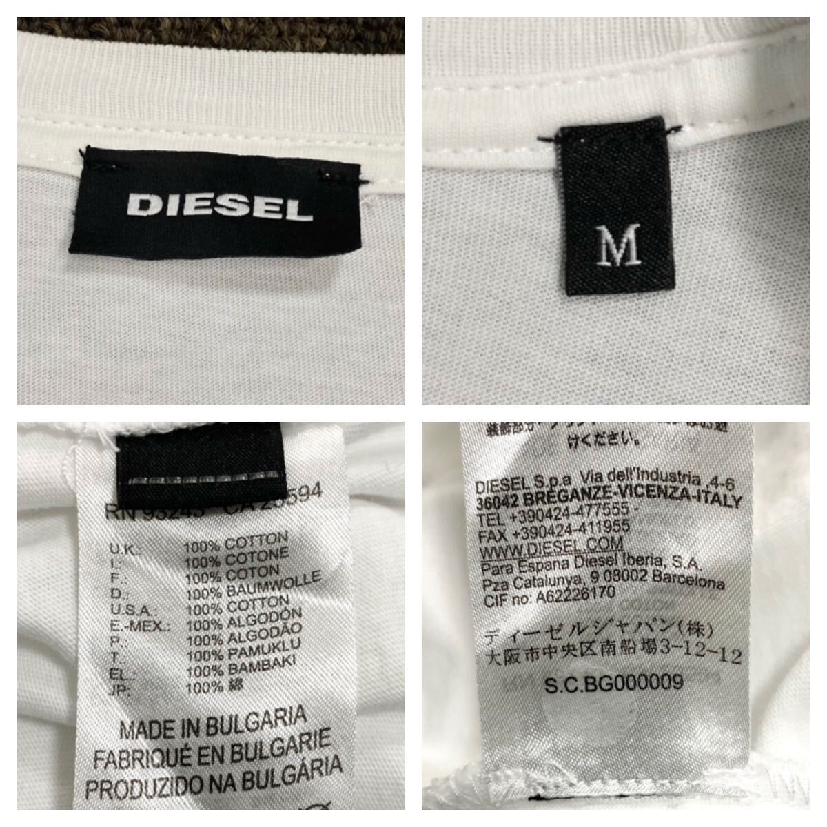 DIESEL(ディーゼル)半袖Tシャツ センターロゴ メンズM ホワイトの画像2