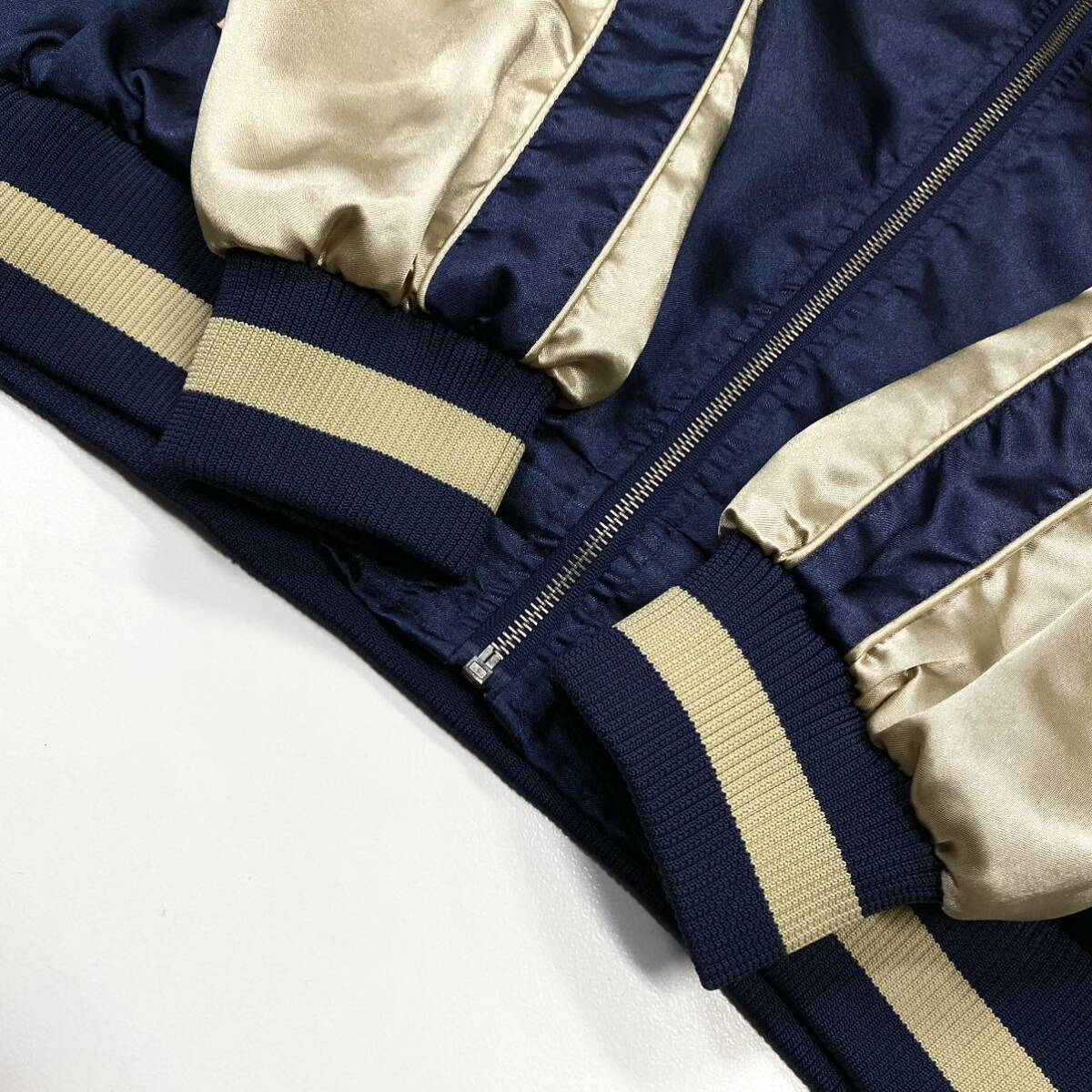  Yazawa Eikichi /PREMIUM MALT\'S Japanese sovenir jacket мужской L соответствует темно-синий золотистый, цвет шампанского серия задняя сторона вышивка Logo YAZAWA с хлопком нет атлас жакет 