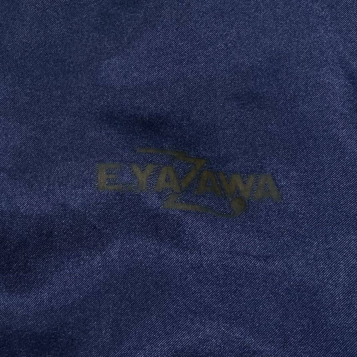 矢沢永吉/PREMIUM MALT'S スカジャン メンズL相当 ネイビー シャンパンゴールド系 背面刺繍ロゴ YAZAWA 中綿無し サテンジャケットの画像9