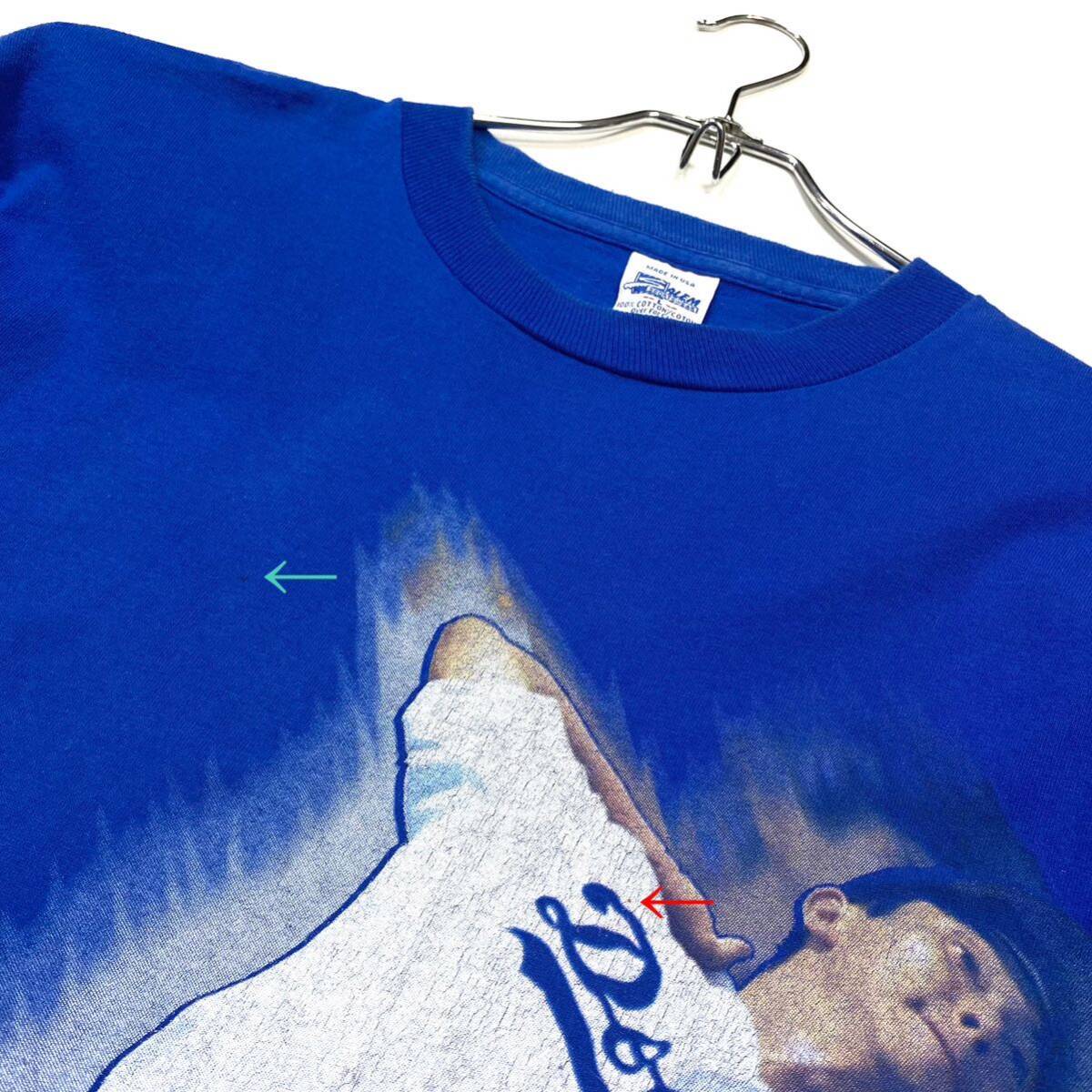 USA製 95th SALEMボディ Los Angeles Dodgers/ドジャース Tシャツ 野茂英雄 メンズL ブルー ロサンゼルスドジャース 90's古着の画像7