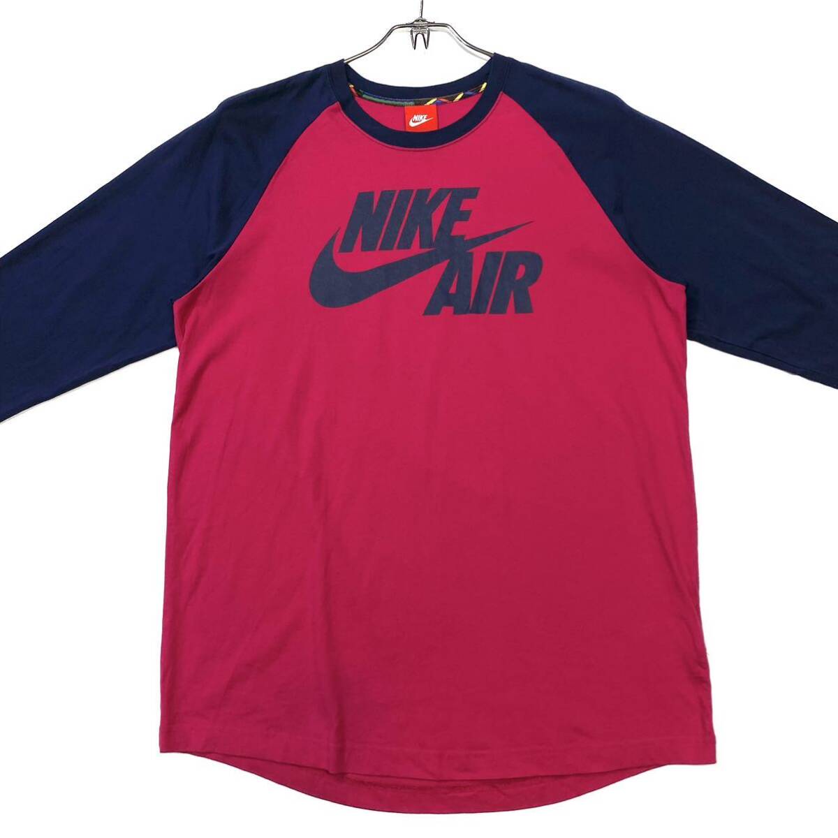 NIKE/ナイキ ラグランTシャツ 七分袖 メンズXXL ネイビー/ヴィヴィッドピンク系 大きいサイズ_画像5