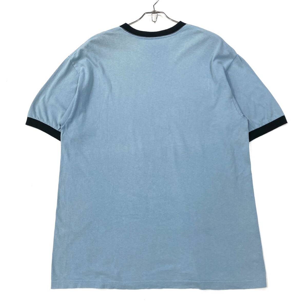 USA製 NIKE/ナイキ リンガーネックTシャツ メンズL ライトブルー/ネイビー_画像4