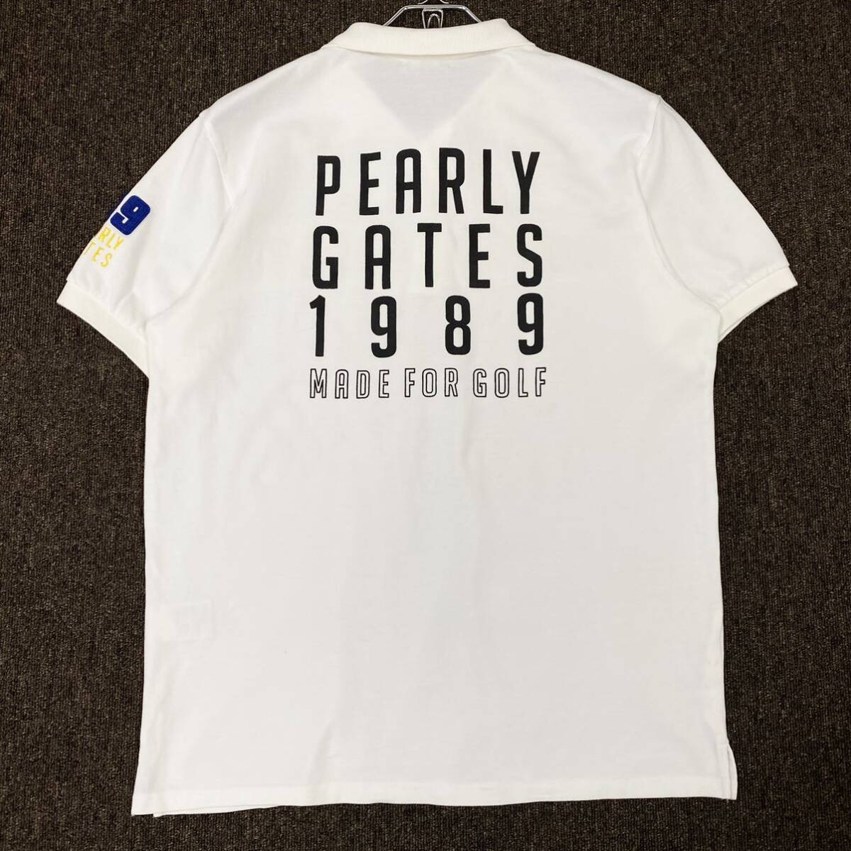 PEARLY GATES(パーリーゲイツ)半袖ポロシャツ アップリケロゴ 鹿の子 メンズ7 ホワイトの画像3