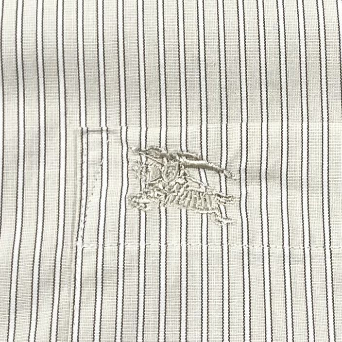 Burberry/ Burberry London stripe pattern short sleeves BD shirt men's M beige group embroidery Nitro go button down shirt 