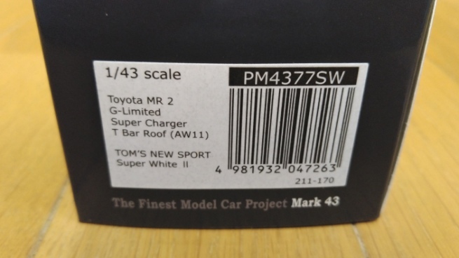 即決　Mark43　TOYOTA　MR2　G-Limited　AW11　トヨタ　スーパーチャージャー　Ｔバールーフ　トムズ　スーパーホワイト　白　1/43_画像6