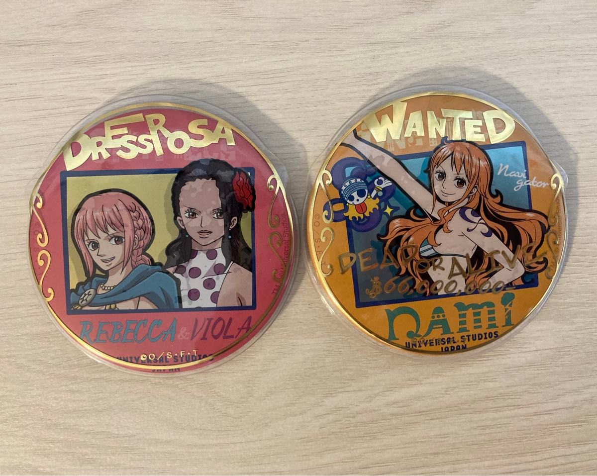 ワンピース USJ 缶バッジ ナミ レベッカ&ヴィオラ ユニバーサル ワンピース USJ 缶バッジ ナミ レベッカ&ヴィオラ ユニバーサル
