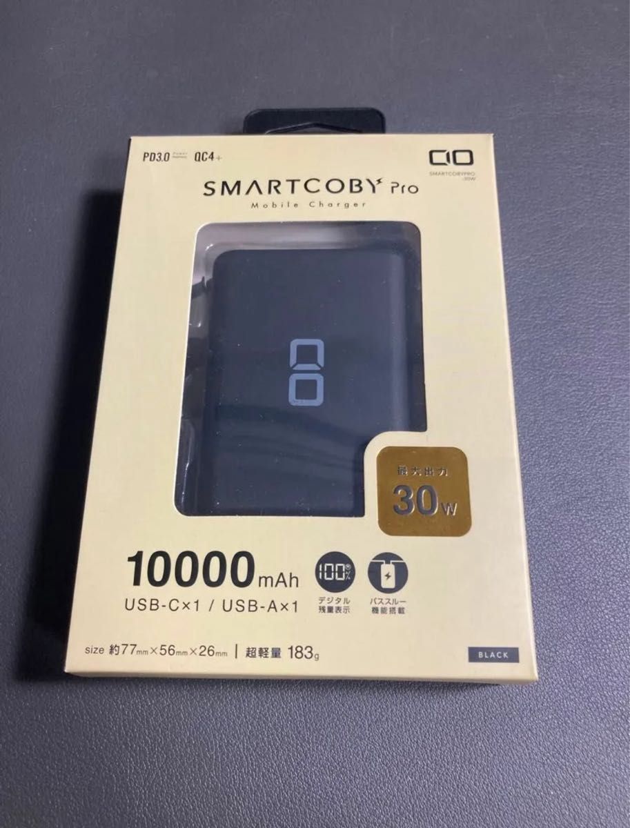 モバイルバッテリー （SMARTCOBY Pro タイプC USB PD 30W パススルー 10000mAh Black)