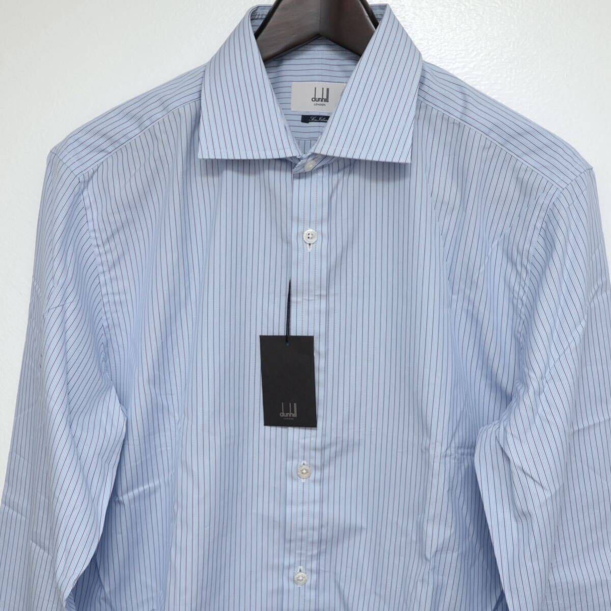 未使用 イタリア製 dunhill ダンヒル 長袖 ドレスシャツ 40 シャツ ブルー