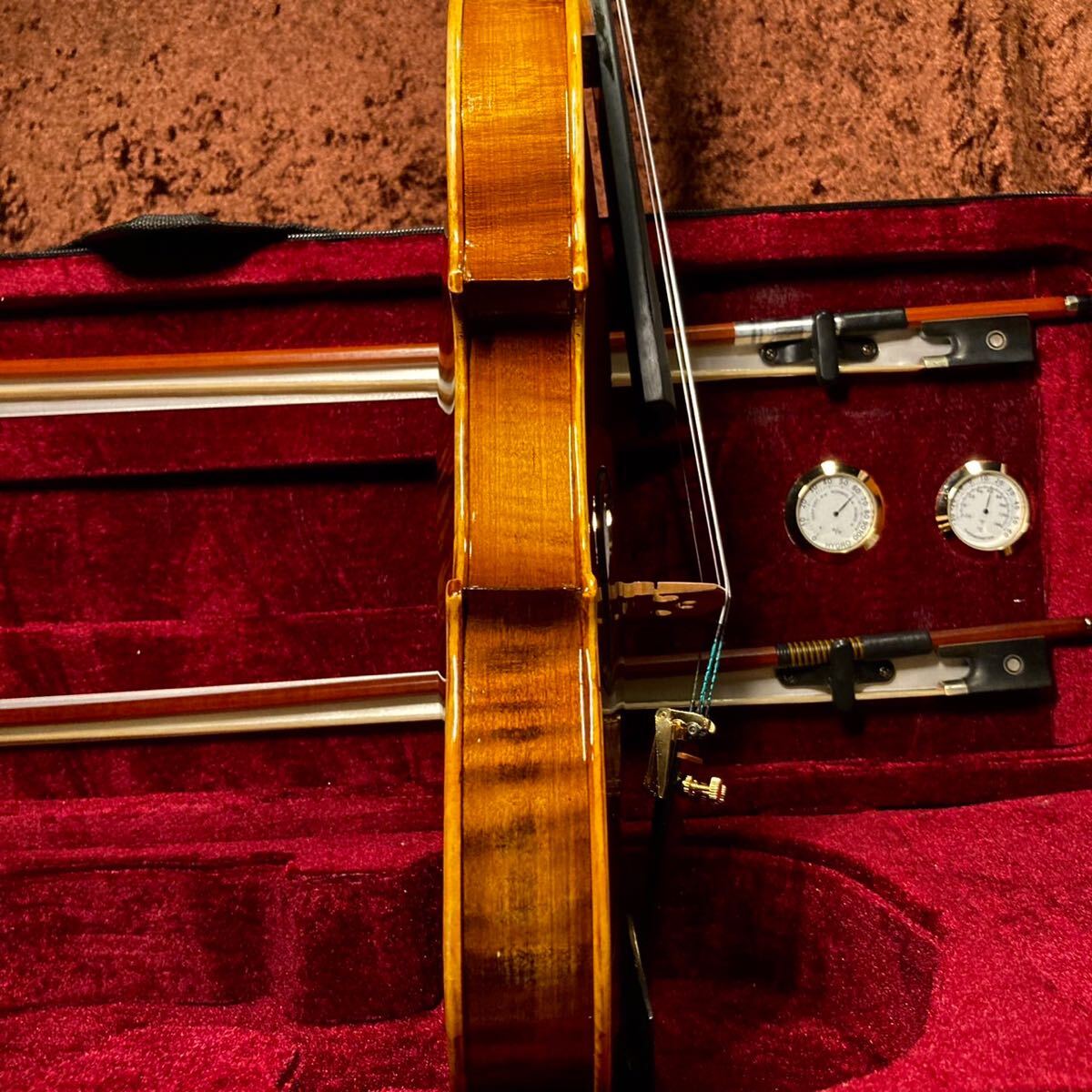 単板トラ目フレイムメイプルバック 工房製ハンドメイドバイオリン 4/4サイズ 特級美杢フレイムメイプル材使用品 付属品多数の画像4
