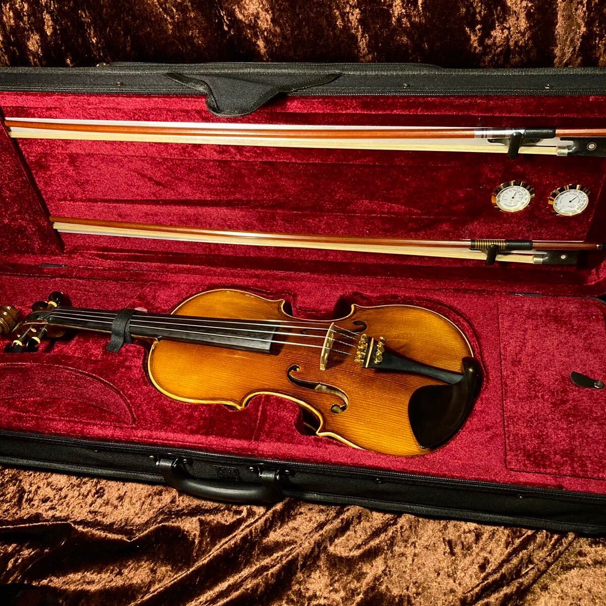 単板トラ目フレイムメイプルバック 工房製ハンドメイドバイオリン 4/4サイズ 特級美杢フレイムメイプル材使用品 付属品多数の画像8