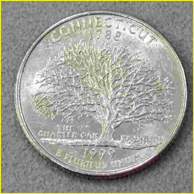 【アメリカ 50州25セント硬貨《コネチカット州》/1999年】クォーターダラーコイン/50州25セント硬貨プログラム/The 50 State Quarters Progの画像2