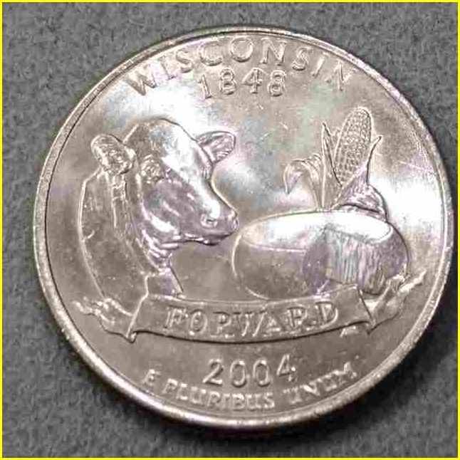 【アメリカ 50州25セント硬貨《ウィスコンシン州》/2004年】クォーターダラーコイン/50州25セント硬貨プログラム/The 50 State Quarters Prの画像2