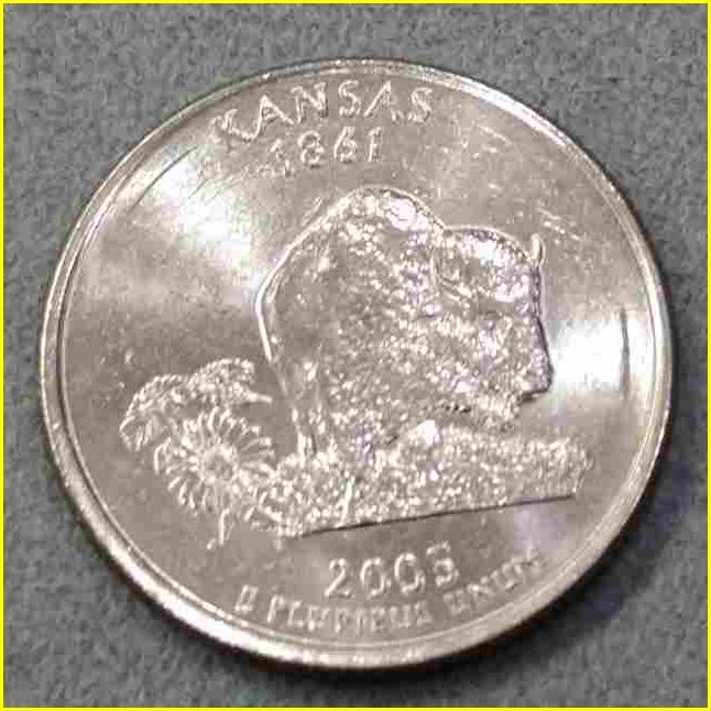 【アメリカ 50州25セント硬貨《カンザス州》/2005年】クォーターダラーコイン/50州25セント硬貨プログラム/The 50 State Quarters Programの画像2