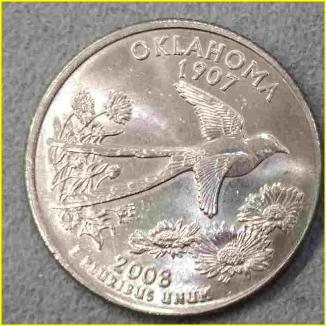【アメリカ 50州25セント硬貨《オクラホマ州》/2008年】クォーターダラーコイン/50州25セント硬貨プログラム/The 50 State Quarters Prograの画像1
