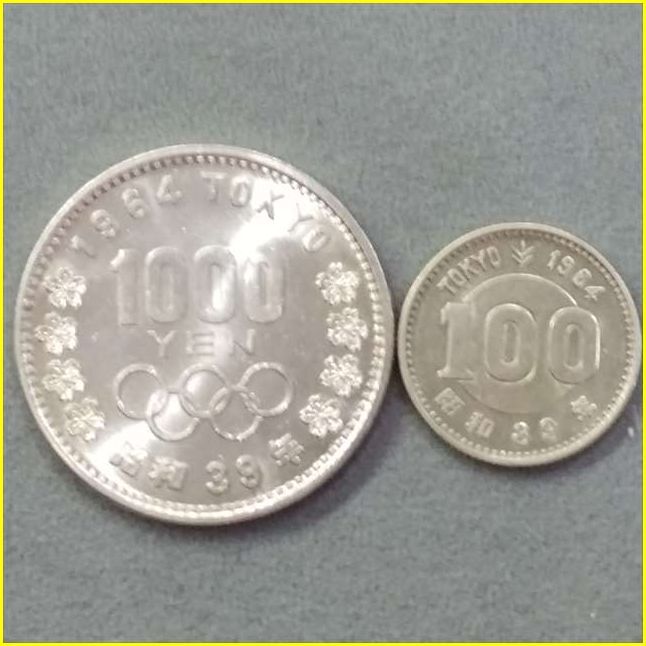 *[1000 jpy *100 jpy silver coin /1100 jpy minute ] Showa era 39 year Tokyo Olympic commemorative coin / coin *