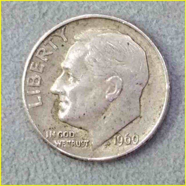 【アメリカ 10セント 銀貨/1960年】 ルーズベルト 1ダイム銀貨 /シルバー900/ワンダイム/ONE DIMEの画像1
