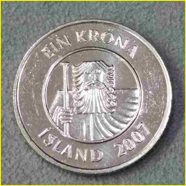 【アイスランド 1クローナ 硬貨/2007年】 1KR/EIN KRONA/コイン/ISLANDの画像2