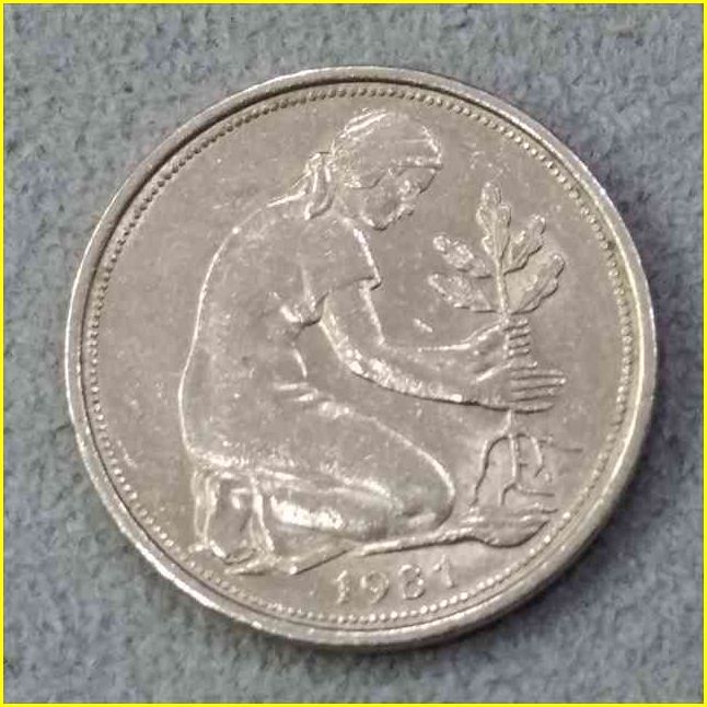 【ドイツ 50ペニヒ 硬貨/1981年】 50 PFENNIG 旧硬貨 /西ドイツ/コイン/古銭の画像4