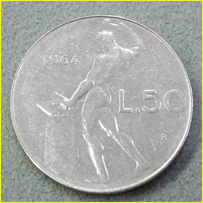 【イタリア 50リラ 硬貨/1964年】 L.50/リレ/旧硬貨/伊/古銭