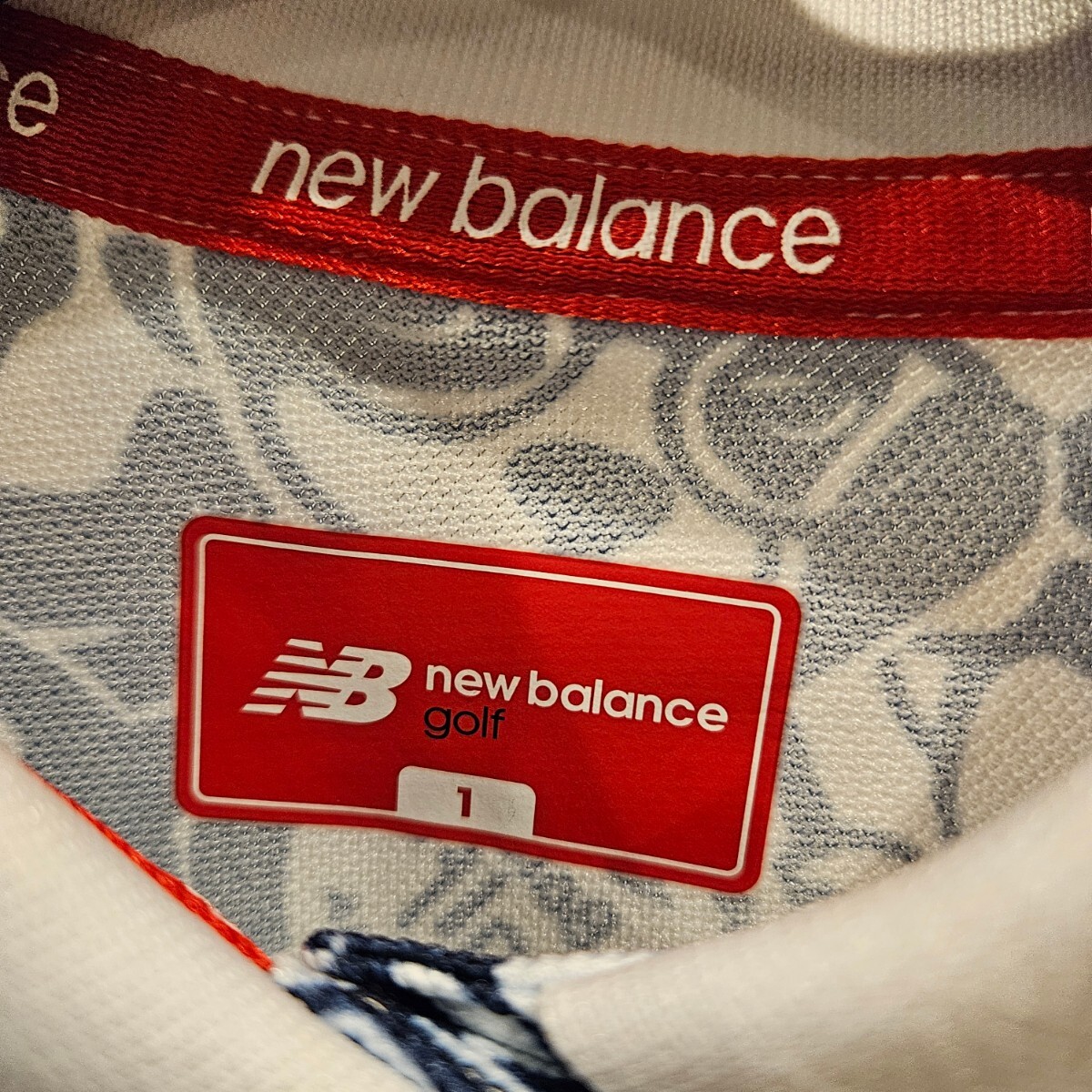 【送料無料】new balance golf ニューバランスゴルフ レディース 半袖ポロシャツ サイズ:1(M) 総柄 ボストンテリア柄の画像3