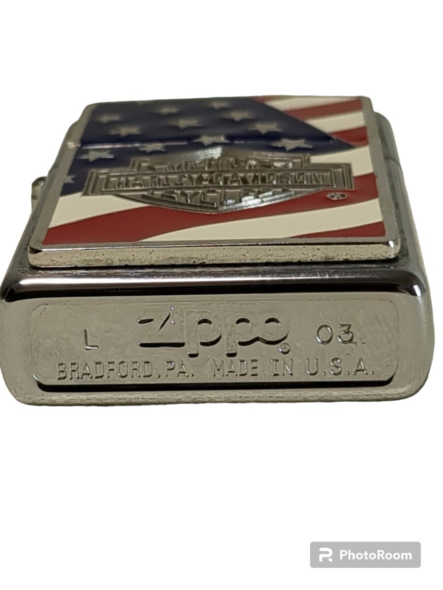 【 ZIPPO HARLEY-DAVIDSON 】アメリカ国旗 ハーレーダビッドソン ジッポ オイルライター USA　2003年製_画像4
