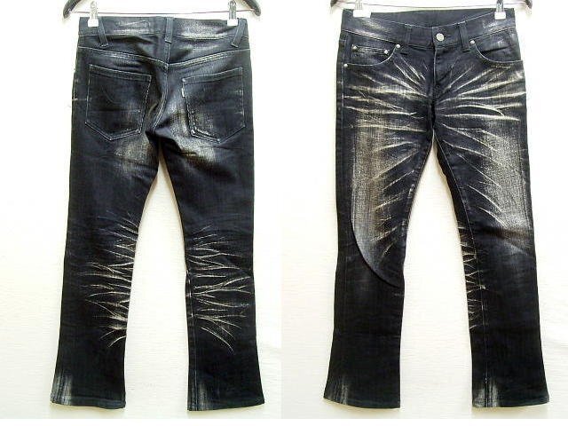  быстрое решение [S]TORNADO MART архив 2000 годы 09AW стрейч ботинки cut flair черный ARCHIVE Y2K Denim брюки #43
