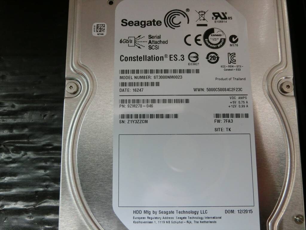 T【Y3-74】【60サイズ】▲Seagate 3TB SAS HDD 3.5インチ 2点セット/パソコンパーツ/ジャンク扱い/※擦れ傷有り_画像2