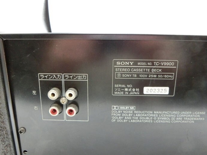 T【ユ4-60】【100サイズ】SONY ソニー/ダブルカセットデッキ TC-V9900/通電可/ジャンク/※傷・汚れ有の画像6