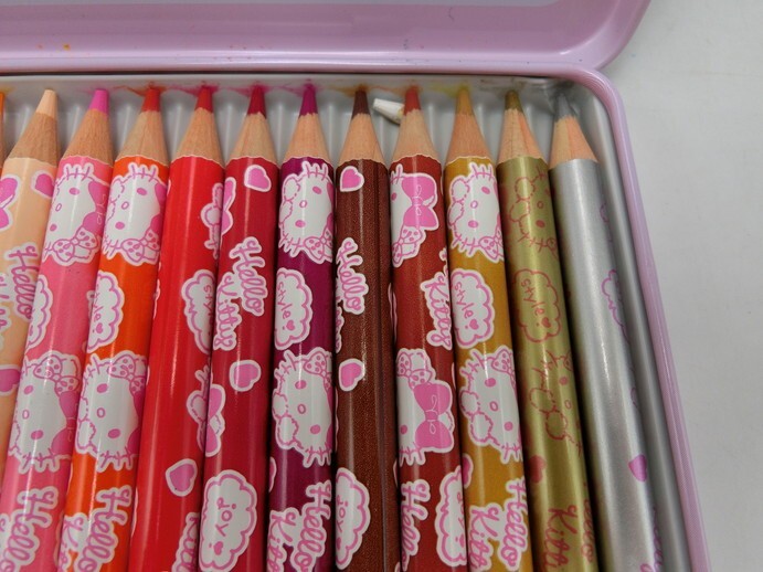 T[li4-31][ бесплатная доставка ] Hello Kitty цветные карандаши 24 цвет / Sanrio / письменные принадлежности / канцелярские товары /* кейс загрязнения, вмятина есть 