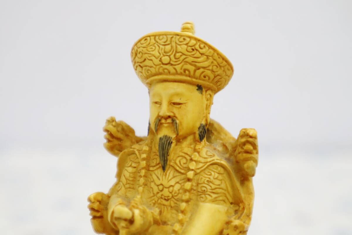 ◇高さ約13ｃｍ 古玩 骨董｜中国 皇帝像 中国美術｜ 伝統工芸品 彫刻細工｜オブジェ インテリア 置物 アート 像 ■O0035_画像6