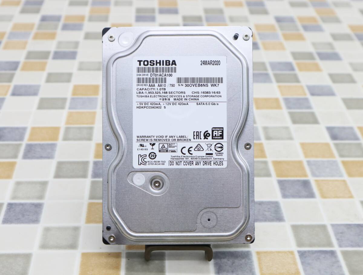 ∨ 1.0TB｜SATA 内蔵型 3.5インチ ハードディスク｜TOSHIBA 東芝 DT01ACA100 内蔵 HDD｜フォーマット済み ■O1043の画像1