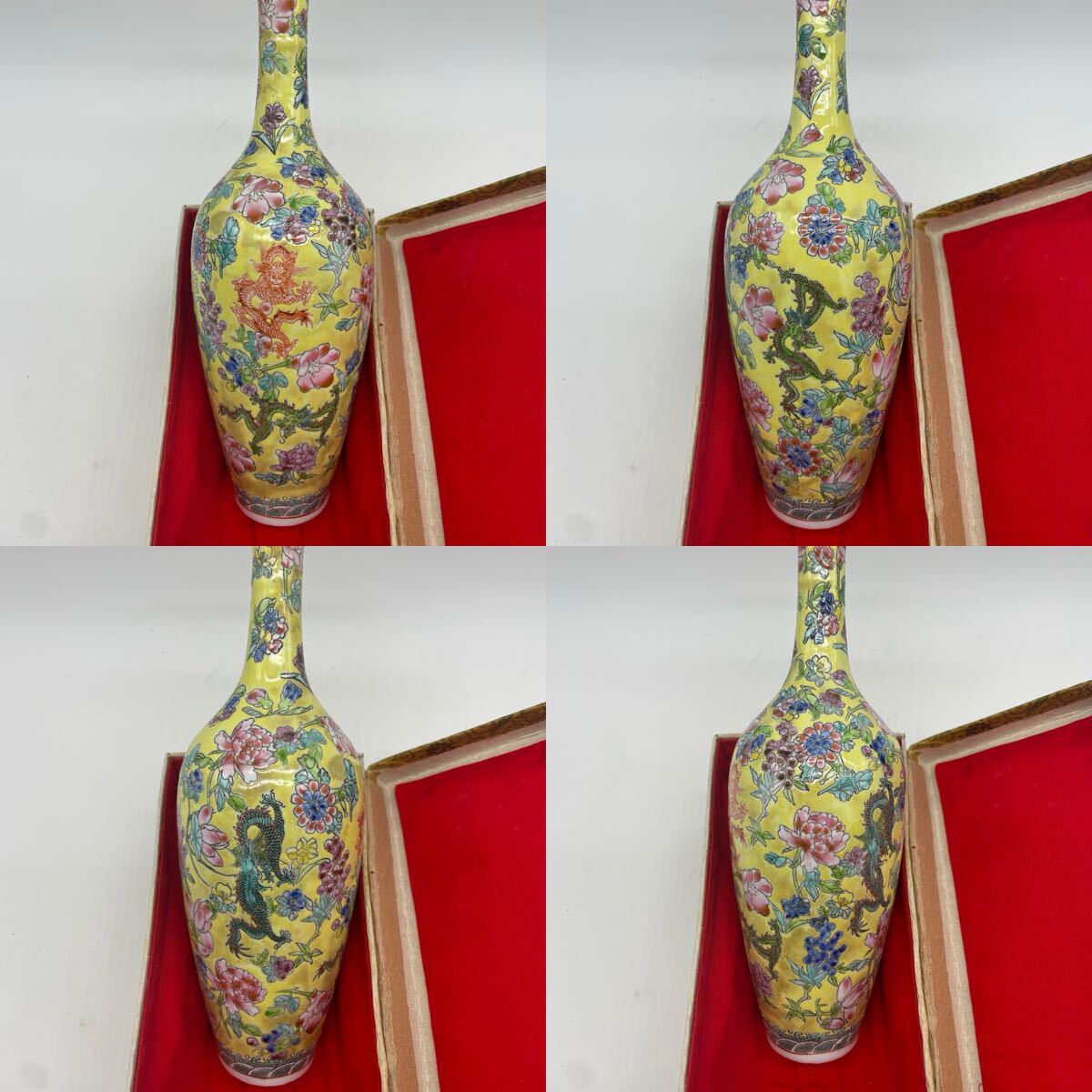 【中国美術品】花瓶 骨董品 陶器製 時代物 壺 中国美術 色絵 花器 の画像5