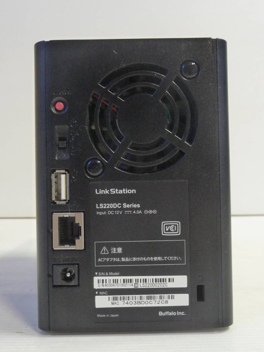 美品 BUFFALO バッファロー LinkStation NAS ネットワークHDD LS220D0202C 2TBの画像7