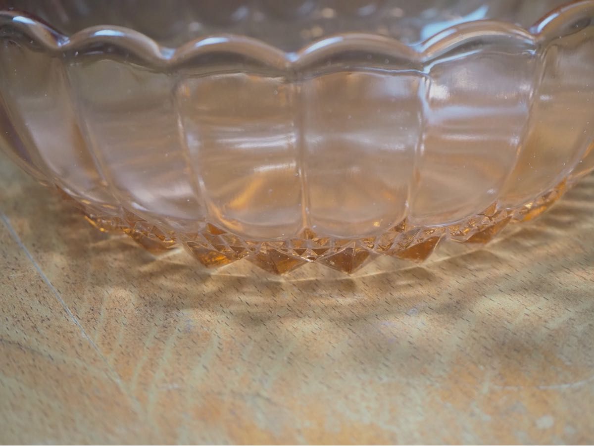 昭和レトロ プレスガラス 中鉢 ビンテージ 古道具 骨董 気泡 サラダボウル vintage