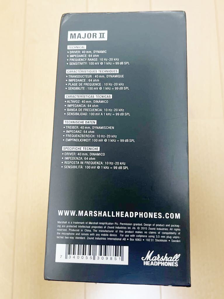 MARSHALL HEADPHONES MAJORⅡ マーシャル ヘッドホン メジャー2 新品 未使用 開封のみの画像2