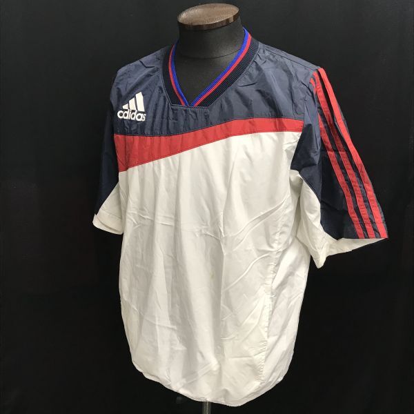 アディダス/adidas★半袖プラクティスシャツ【メンズM/白×紺/white×navy blue】ピステ/Tops/Shirts◆BH624_画像2