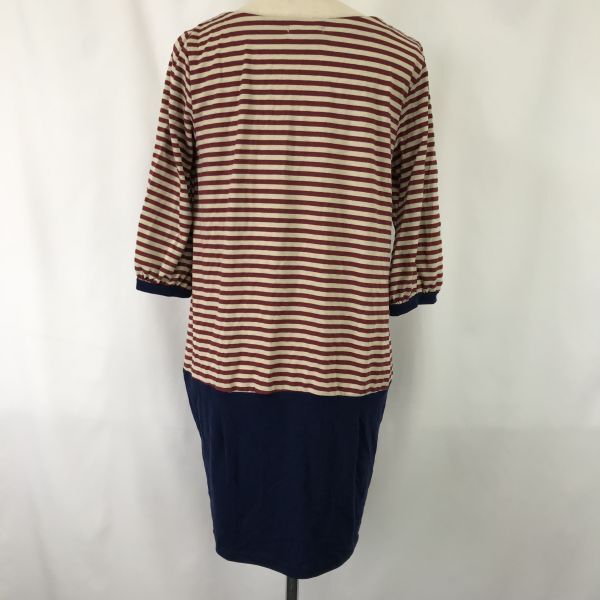 White Palette/ホワイトパレット★七分袖チュニック/カットソー【M/red×navy/赤×ネイビー】ボーダー柄/Tops/Shirts◆BH633_画像4