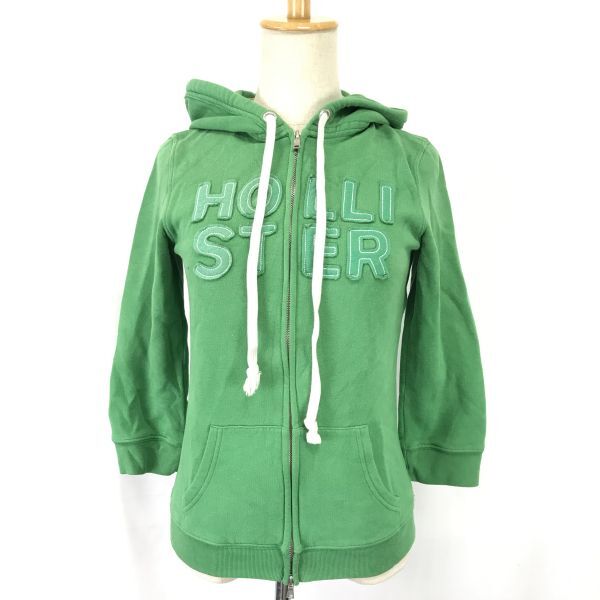 ホリスター/HOLLISTER★七分袖/ダブルジップアップパーカー【レディースM/緑/green】Jacket/Jumper◆BH674_画像1