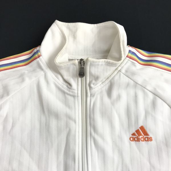 adidas/アディダス★長袖ジャージジャケット【メンズM/white/白】レインボー/ストライプ柄/Coat/Jacket/Jumper◆BH669_画像4