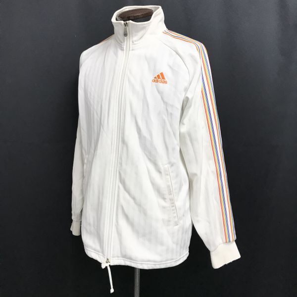 adidas/アディダス★長袖ジャージジャケット【メンズM/white/白】レインボー/ストライプ柄/Coat/Jacket/Jumper◆BH669_画像2