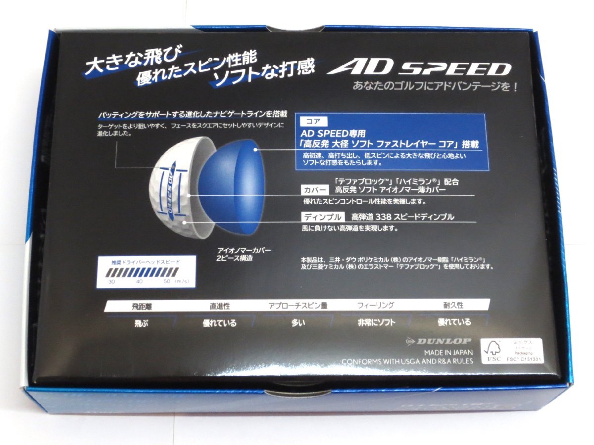 新品★ダンロップ★スリクソン AD スピード ボール★SRIXON AD SPEED★2024★アライメント★ホワイト★1箱★12球★1ダース_画像3