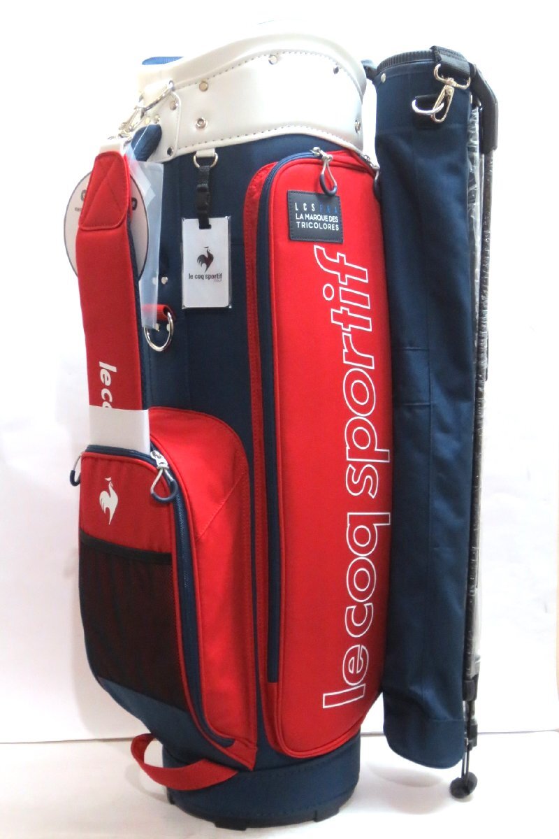 【オンラインショップ】 カート sportif★QQBWJJ03W coq 新品★ルコック★le キャディバッグ★収納可能 3.8kg★【RDNV】レッド/ネイビー クラブケース付き★9型 ルコック