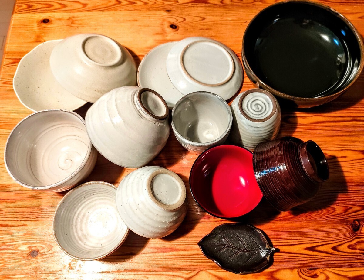 汁物椀、茶碗　小皿　取り皿、シンプル和風　陶器　食器　おまとめ_計14点