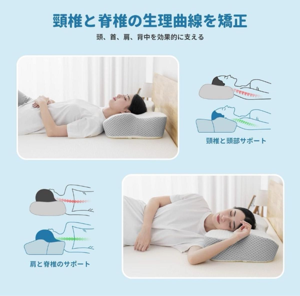 枕 低反発 肩がラク 安眠 まくら 中空設計 低反発枕 HOMFINE 肩こり解消