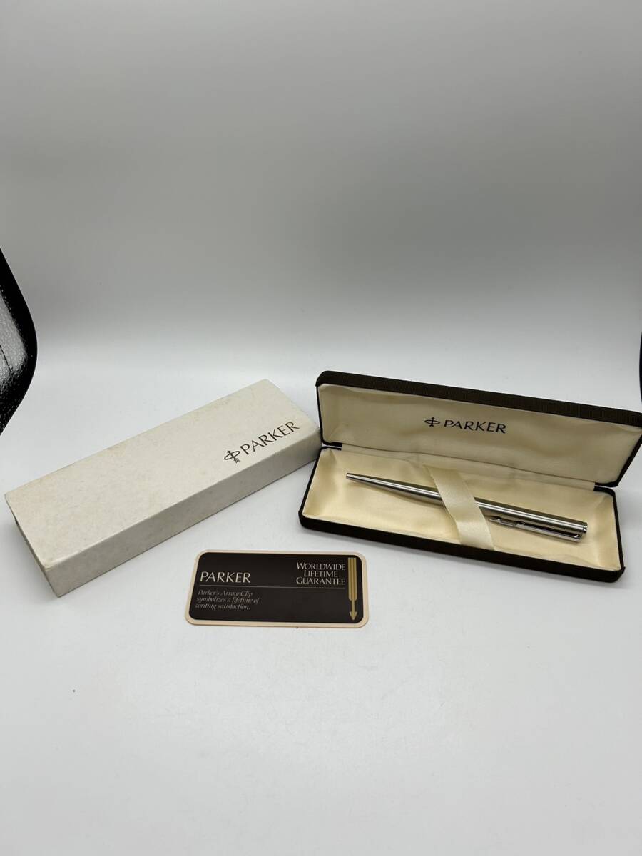 【1210】PARKER パーカー ボールペン シルバー ケース付き ジャンク品_画像1