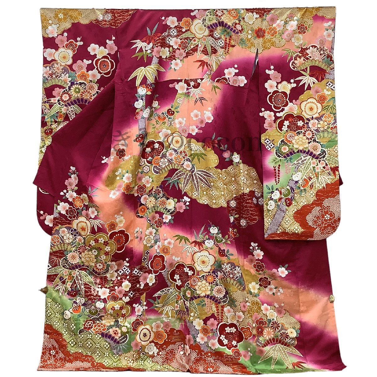  kimono cocon* long-sleeved kimono gold piece embroidery length 170.5 sleeve length 69.5 silk red purple series coming-of-age ceremony graduation ceremony wedding obi * small articles optional [4-20-15K-0101-j]