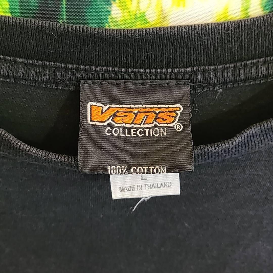 90s 90年代 ビンテージ VANS バンズ 黒 バックプリント 旧タグ Lサイズ 半袖 スケボー Tシャツ VINTAGE_画像6